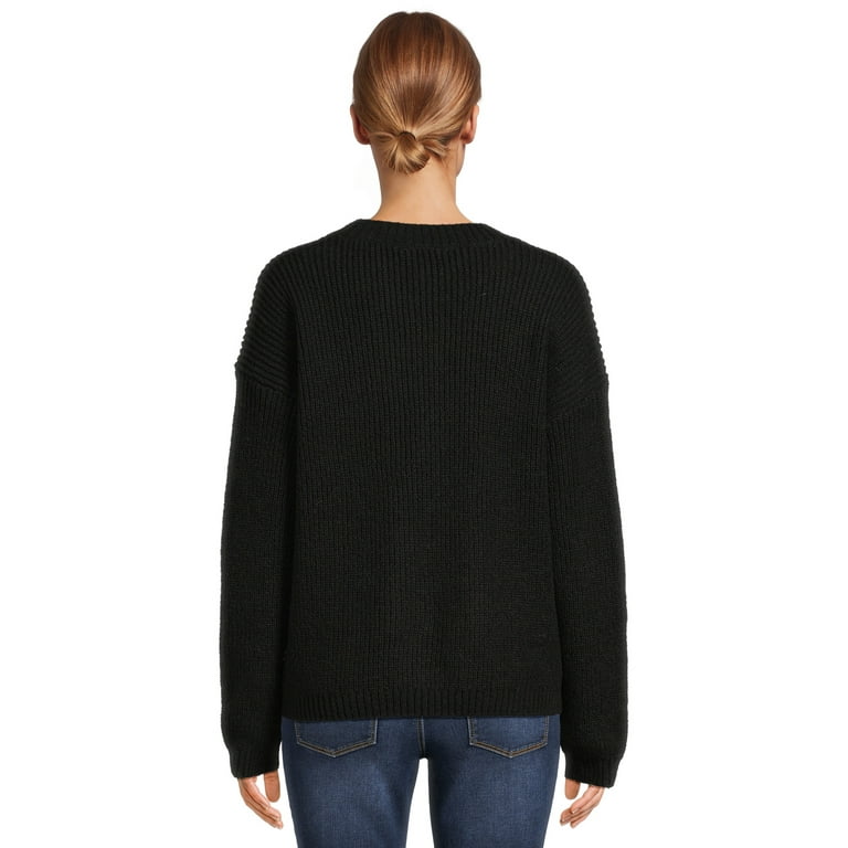 No Boundaries Juniors Shaker Stitch Crewneck Sweater Walmart