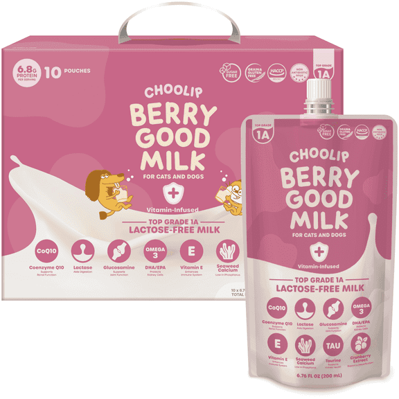 Choolip Berry Good Milk Lactose Free Vitamin Milk for Cats & Dogs, 67.6 fl oz (10 Pack)