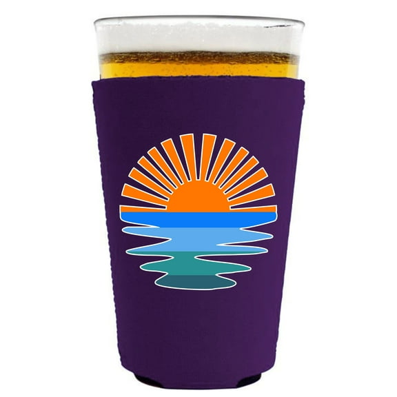 Retro Sunset Pint Glass Coolie (Purple)