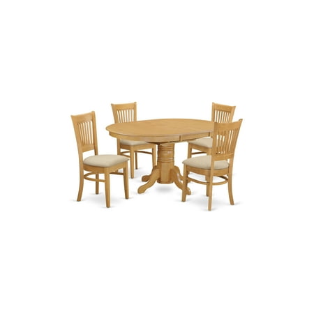 East West Furniture Avon 5-piece Wood Dining Table and Dinette Chairs in Oak