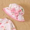 thumbnail image 6 of BOBOGOJP Baby Girl Swimsuit Long Sleeve One-Piece Swimwear with Hat Rash Guard Ruffle Floral Zipper Beach Bathing Suit Light Pink for Size 2-3 Years, 6 of 7