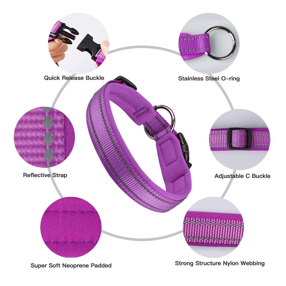 Masbrill Soft Padded Dog Collar with Reflective Strips photo 5