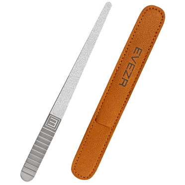 EVEZR 7 Inch Diamond Nail File With Travel Case Stainless Steel 120 Grit Double Sided Washable Manicure Pedicure Toenail Fingernails Nail Tool