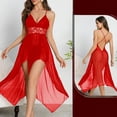thumbnail image 2 of LYEAA Long Nightgowns for Women Lounge Soft Sleeveless Home Dress V Neck Mesh Split Sheer Night Gowns Solid Comfy Sleepwear, 2 of 5