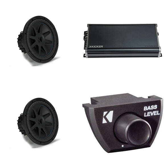 Kicker (2) 50CVX122 CompVX 12" Sub, Dual 2-Ohm & 46CXA18001 Amplifier w/ Bass Knob Bundle