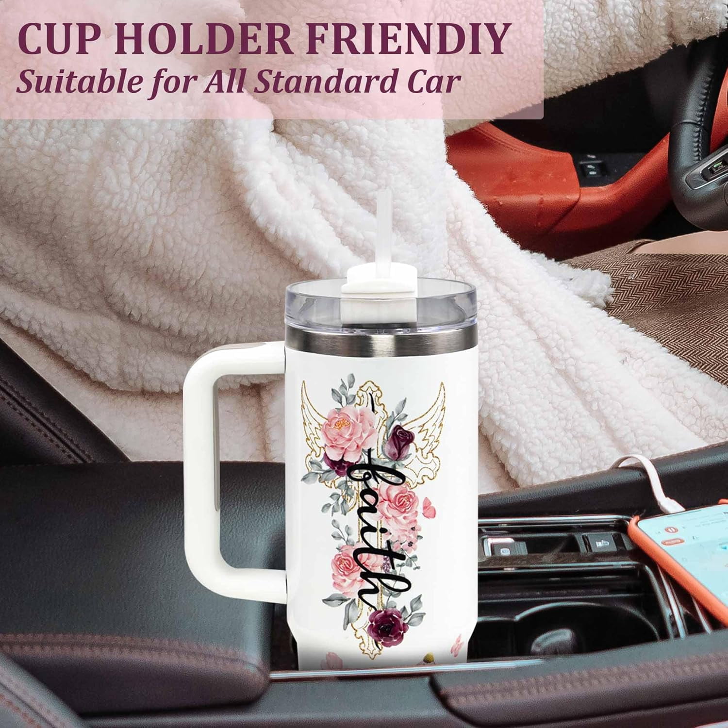 Christian Gifts For Women Faith - Christian 30 OZ Tumbler Travel Cup - Mother''s Day, Birthday, Christmas Gifts for Women - Inspirational, Catholic, Religious Gifts For Mom, Friend, Sister, Grandma