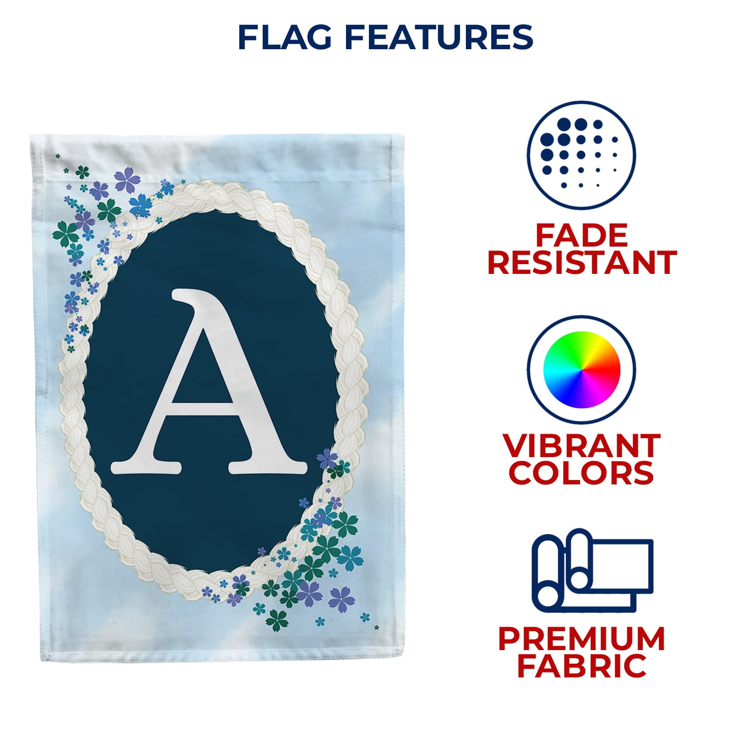America Forever Spring Monogram House Flag Letter A 28 x 40 inches Double Sided Vertical Outdoor, Yard, Lawn, Beautiful Flowers, Floral Design, Summer Farmhouse House Flag