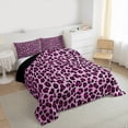 thumbnail image 3 of Homewish Cheetah Print 3 Pieces Queen Comforter Set for Female Men Adults,Animal Leopard Print Ultra Soft Bedding Sets,Black Pink Bedding Comforter Set Breathable,Lightweight Room Decor,Reversible, 3 of 8
