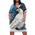 thumbnail image 1 of Vestido holgado con bolsillos y diseño cuadrado de cuervo blanco de Anchorage, Alaska Vestidos largos Vestidos de fiesta, 1 of 7