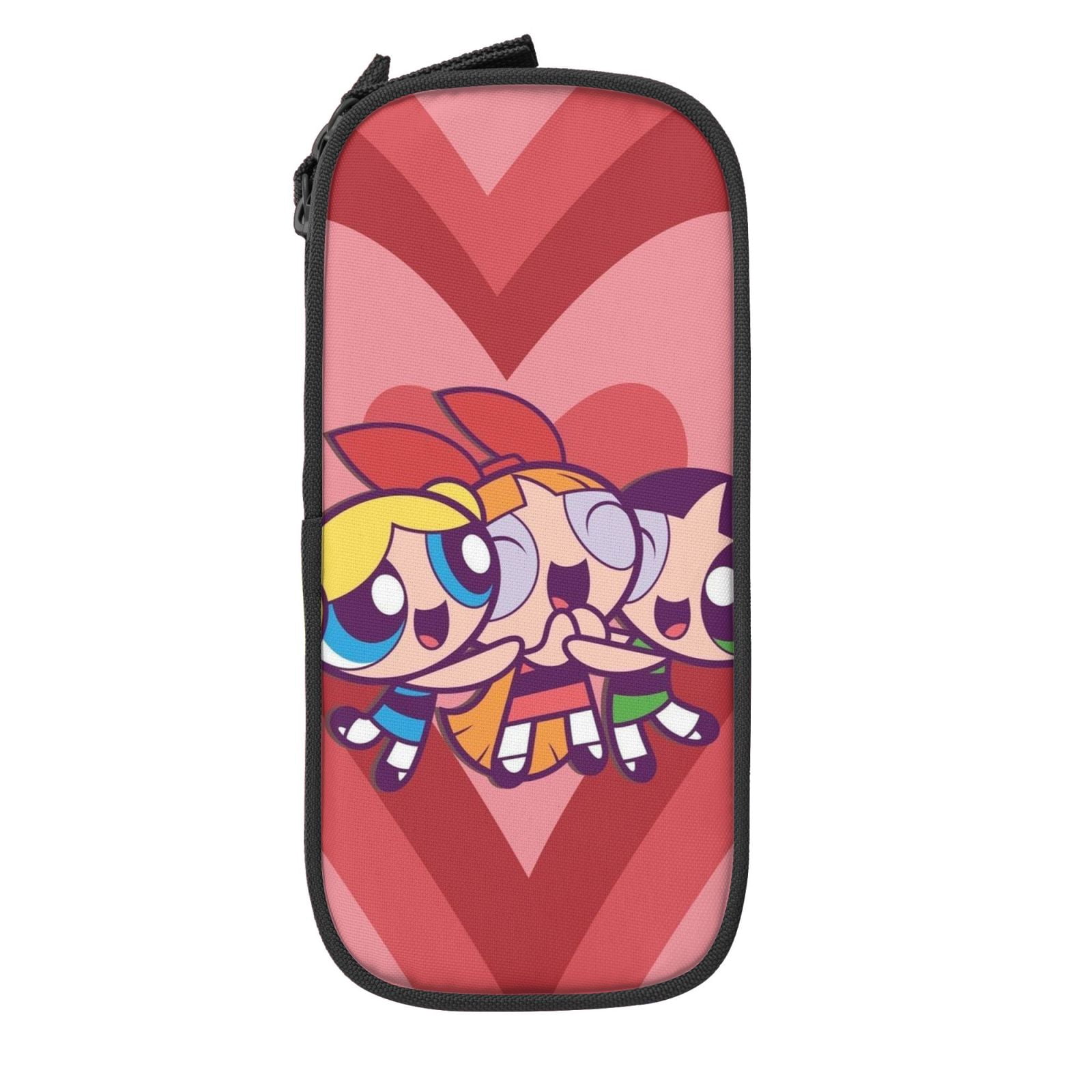 The Powerpuff Gi-rls Pencil Case Large Capacity Pencil Pouch Pen Bag Office Stationery Organizer Travel Makeup Bag Black