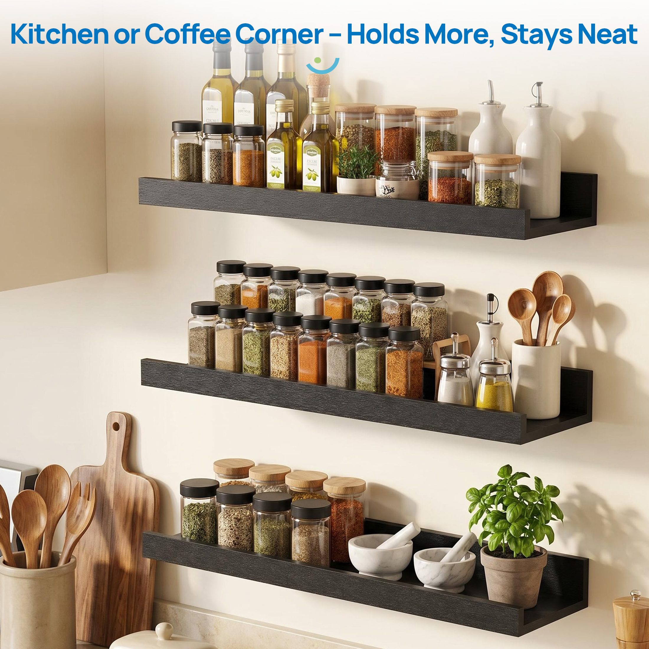 Sindcom Floating Wall Shelves, 16 Inch, 5-Pack, Black photo 8