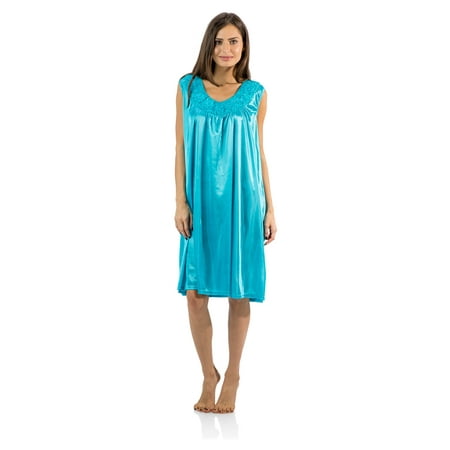 

Casual Nights Women s Sleeveless Flower Satin Nightgown
