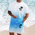 thumbnail image 2 of FUZHIQ Summer Beach Vacation Men's Gradient 2 Piece T-Shirt Shorts Set Tree Print Casual Loose Fit Crewneck Short Sleeve Daily Travel Outdoor Hawaiian Outfit,S, 2 of 5