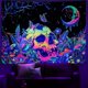thumbnail image 2 of Blacklight Skull Tapestry Uv Reactive Moon Stars Tapestry Fantasy Floral Plant Tapestry Galaxy Space Tapestry Wall Hanging For Home Decor(h51.2w59.1 I, 2 of 4