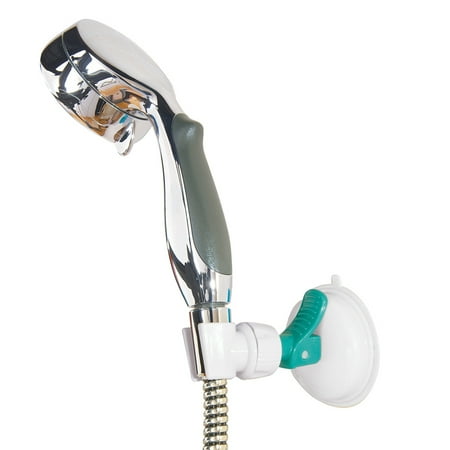 

Collections Etc Handheld Shower Head Holder with Wall-Mount and Extra-Long Hose - Offers 5 Water Pressure Settings for Spa-Quality Shower Silver