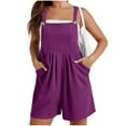 thumbnail image 2 of HAPIMO Women's Cotton Linen Short Jumpsuit Rompers Summer Discount Baggy Pocket Sleeveless Scoop Neck Trousers for Girls Casual Bandage Loose Solid Breathable Fashion Sale Gold M, 2 of 9