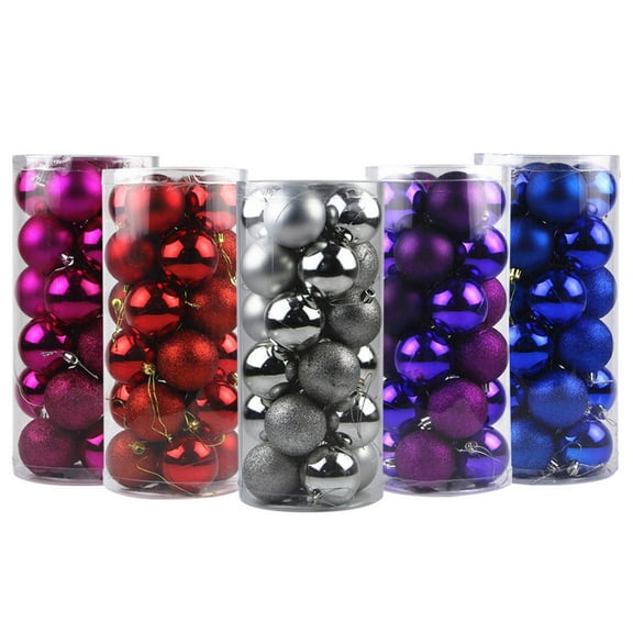 Taotanxi Christmas Balls 24 PK 2.36 Inch (60mm) Pre-Strung Shatter Proof Christmas Ornament Balls for Xmas Tree-4 Style-Blue