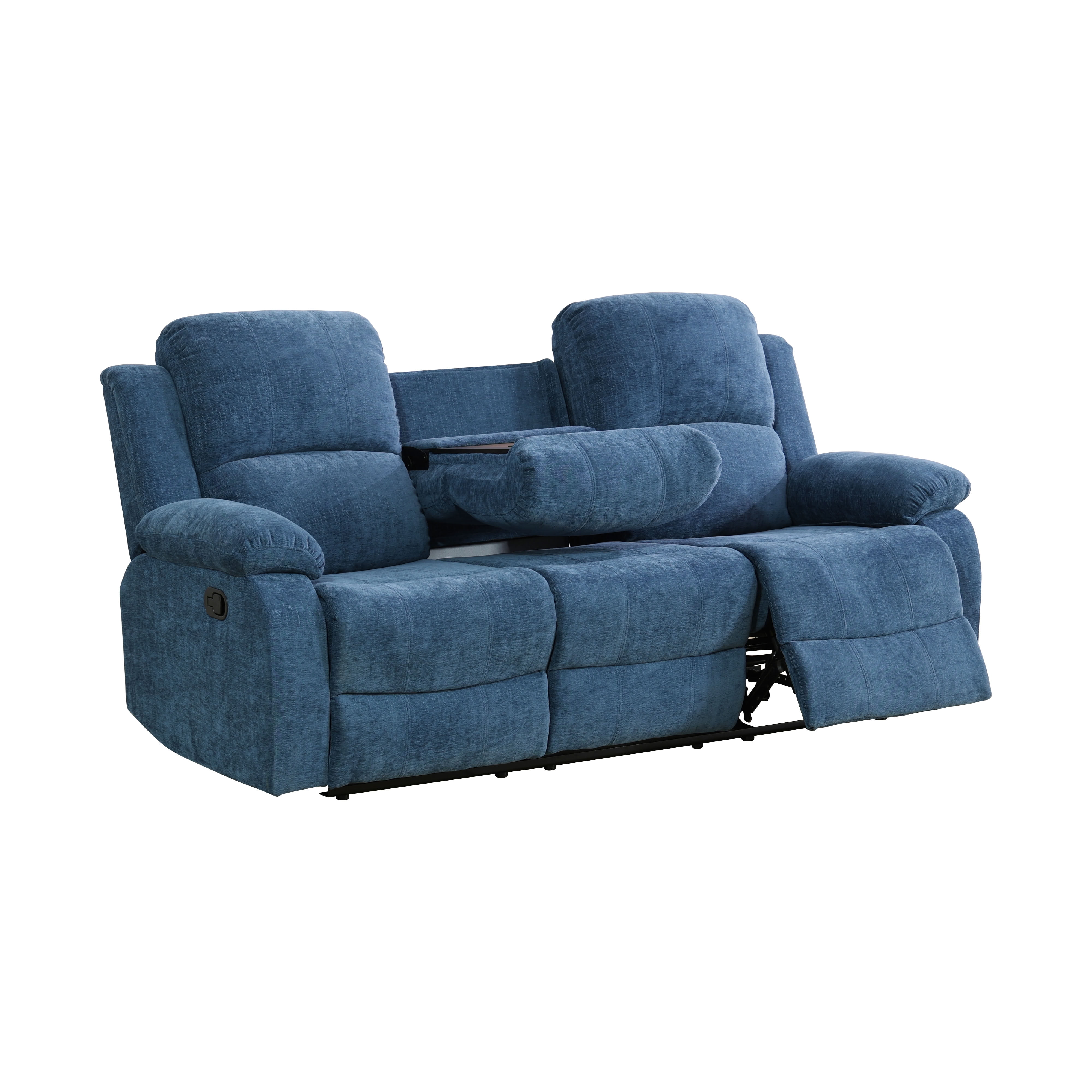 MAYEERTY 3-Seater Recliner Sofa, Wear-Resistant Fabric with Reversible Coffee Table for Family Living Room