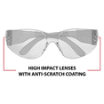 thumbnail image 6 of Bison Life Clear Safety Glasses, Bulk Pack of 144, ANSI Z87.1 Scratch & Impact Resistant, Polycarbonate Lens, One Size, Wrap Around Protective Eyewear, 6 of 10