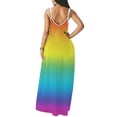 thumbnail image 4 of Diconna Female Rainbow Striped V-Neck Sleeveless Spaghetti Strap One-Piece, 4 of 9
