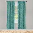 thumbnail image 2 of Ambesonne Starfish Curtains, Mermaids Underwater Shells, Pair of 28"x63", Teal Multicolor, 2 of 4