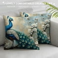 thumbnail image 3 of Orinice Peacock Flowers Tree Graphic Decorative Cushion Throw Pillow Cover for Home Couch Living Room Bed Sofa Short Plush 1PC 20x20in, 3 of 5