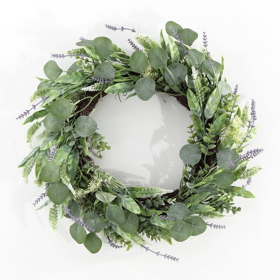 SAFAVIEH Faux 22 Inch Eucalyptus Leaf & Fennel Wreath, Green