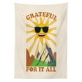 thumbnail image 3 of Ambesonne Emoji Tablecloth Rectangular Table Cover, Mountain Scene Sun Character, 60"x90", Cream Ginger Mustard, 3 of 4