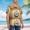thumbnail image 3 of Pofeuu Magnetic Old Compass On World Map Print Hawaiian Shirt for Men Sleeves Casual Button Down Summer Beach Dress Shirts T-Shirts,Medium, 3 of 7