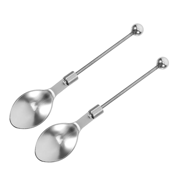 PENIKOKO Beadable Small Stainless Steel Tableware Spoons Silver 2pcs