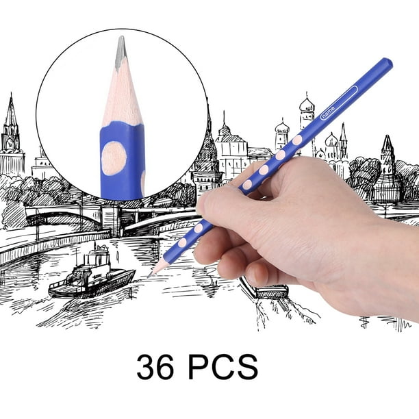 WALFRONT 36pcs/set Professional Triangular Drawing Pencils for Writing