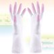 thumbnail image 5 of par de guantes de goma para limpieza doméstica, reutilizables, impermeables, para cocina, lavavajillas, ropa, guantes de látex, talla M (rosa), 5 of 7