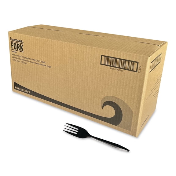 Boardwalk Mediumweight Polypropylene Disposable Forks, Black, 1,000/Carton