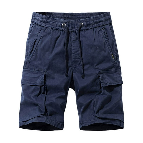 Shorts for Men Stretch Waist Casual Cargo Shorts Summer 4 Pocket Beach Work Blue 29