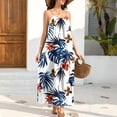 thumbnail image 6 of Gamivast Suntan Dress for Women Spaghetti Strap Long Dress Loose Fit Sun Dress Elegant Floral Print High Waist Casual Summer Beach Holiday Wear, 6 of 8
