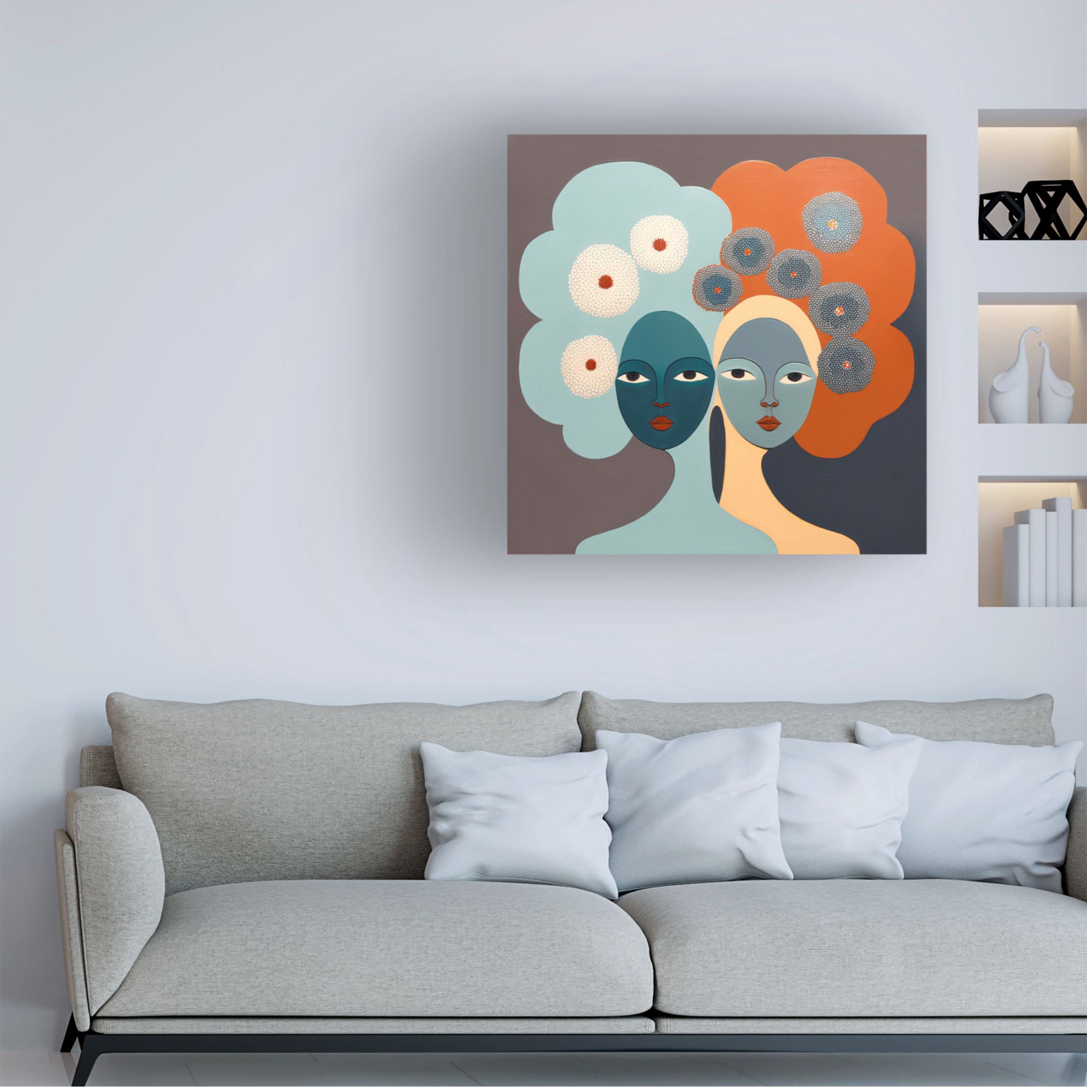 Canvas Wall Art - Ray Heere 'Mid Century Diversity Portraits 14' Wall Art for Living Room, Bedroom, or Office Décor by Trademark Fine Art - 18 x 18 Inches