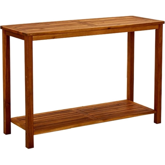 Solid Acacia Wood Patio Console Table - Entryway Accent Hallway Table with Storage Shelf 43.3"x15.7"x29.5"