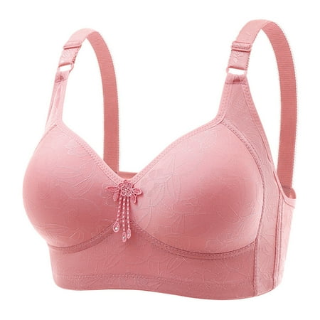 

Fabiurt Women s Bra Women s Comfortable And New Top Carrying Latex Cup Jacquard Without Steel Ring Adjustment Type Middle And Old Age Collection Bra Rose Gold
