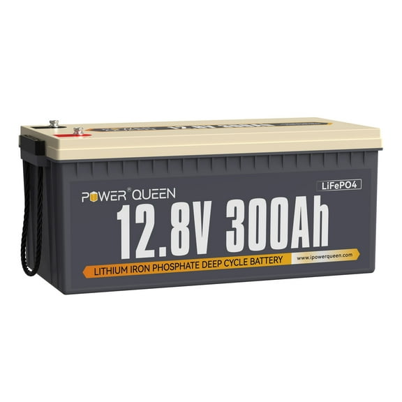 Power Queen 12V 300Ah Deep Cycle LiFePO4 Lithium Battery 3840Wh 200A BMS for Solar RV Marine Off Grid Cabin
