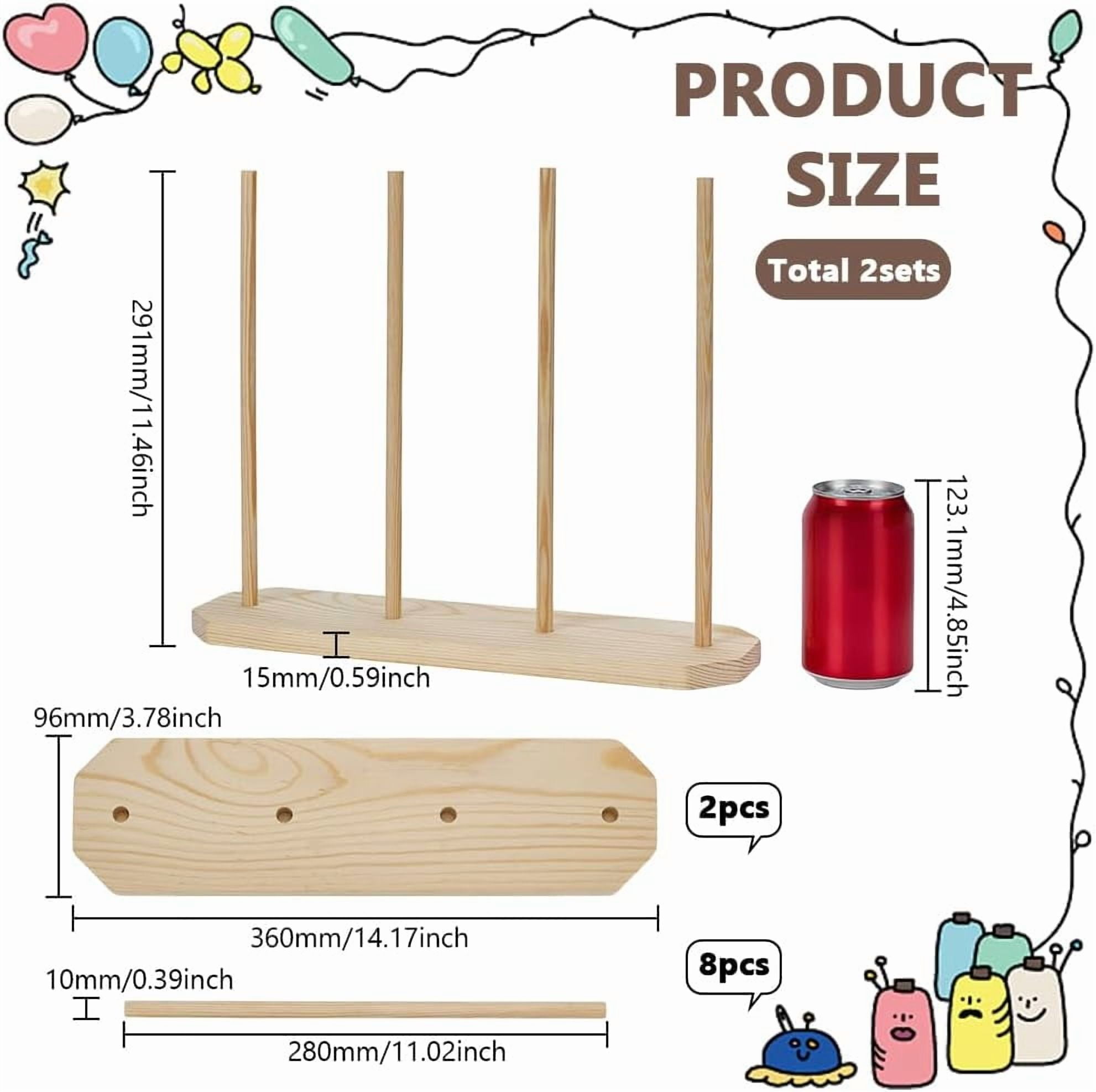 2 Pcs Wooden Ribbon Rack Storage 14x4x0.6Inch 4 Rows Spool Racks Ribbon Organizers Washi Tape Organizer Wire Spool Stand for Sewing Craft Organization and Gift Wrapping diy