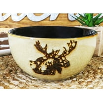 Pack Of 2 Rustic Emperor Giant Stag Elk Moose Deer Pasta Salad Soup Bowls 21Oz