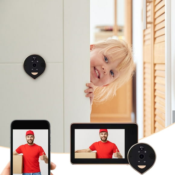 EGNMCR 4.3 Inch Screen Video Doorbell With Camera Digital Door Peephole Viewer Electronic Visual Cat's Eye With IR Night Vision/Motion Detection/Automatic Photo Video, Gift