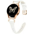 thumbnail image 1 of KOMI Bracelet en Cuir Véritable avec Étui Compatible avec Samsung Galaxy Watch 4 & 5 & 6 40mm 44mm avec Protecteur d'Écran à Paillettes, Bracelet en Cuir Métal 20mm pour Femmes Or Rose/blanc, 1 of 5