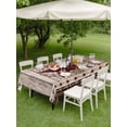 thumbnail image 3 of Outdoor Tablecloth with Umbrella Hole and Zipper, Texas Star Vintage Rectangle Table Cloth 52x70 Inch Waterproof Tablecloth, Red Berry Retro Art Wooden Picnic Table Cover for Patio Camping, 3 of 7