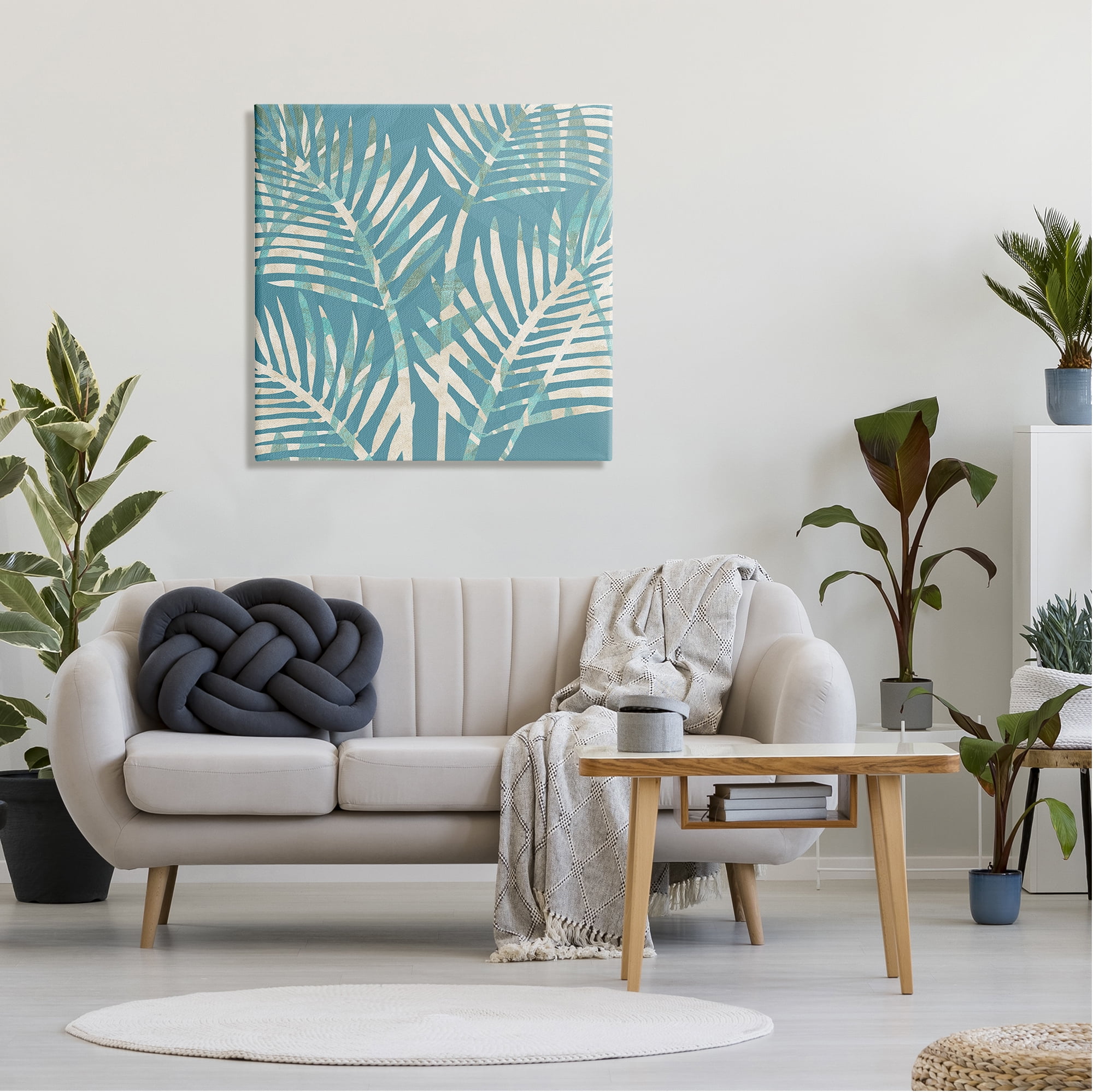 Stupell Industries Tropical Leaves Abstract Botanical & Floral Painting Gallery Wrapped Canvas Art Print Wall Art, 30 x 30