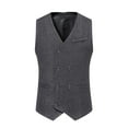 thumbnail image 1 of Men Solid Fashion Retro Have Pockets Double-Breasted V-Neck Vest Tops Blouse, 1 of 9