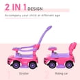 thumbnail image 3 of Aosom Coches de empuje 2 en 1 para niños pequeños, cochecito de paseo para niños, coche deslizante con bocina, función de luz musical, barra segura, juguete para niños de 1 a 3 años, color rosa, 3 of 5