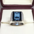 thumbnail image 5 of Emerald Cut Natural Blue Sapphire Gemstone Ring for Men,s 925 Sterling Silver Mens Neelam Gift Ring, 5 of 5