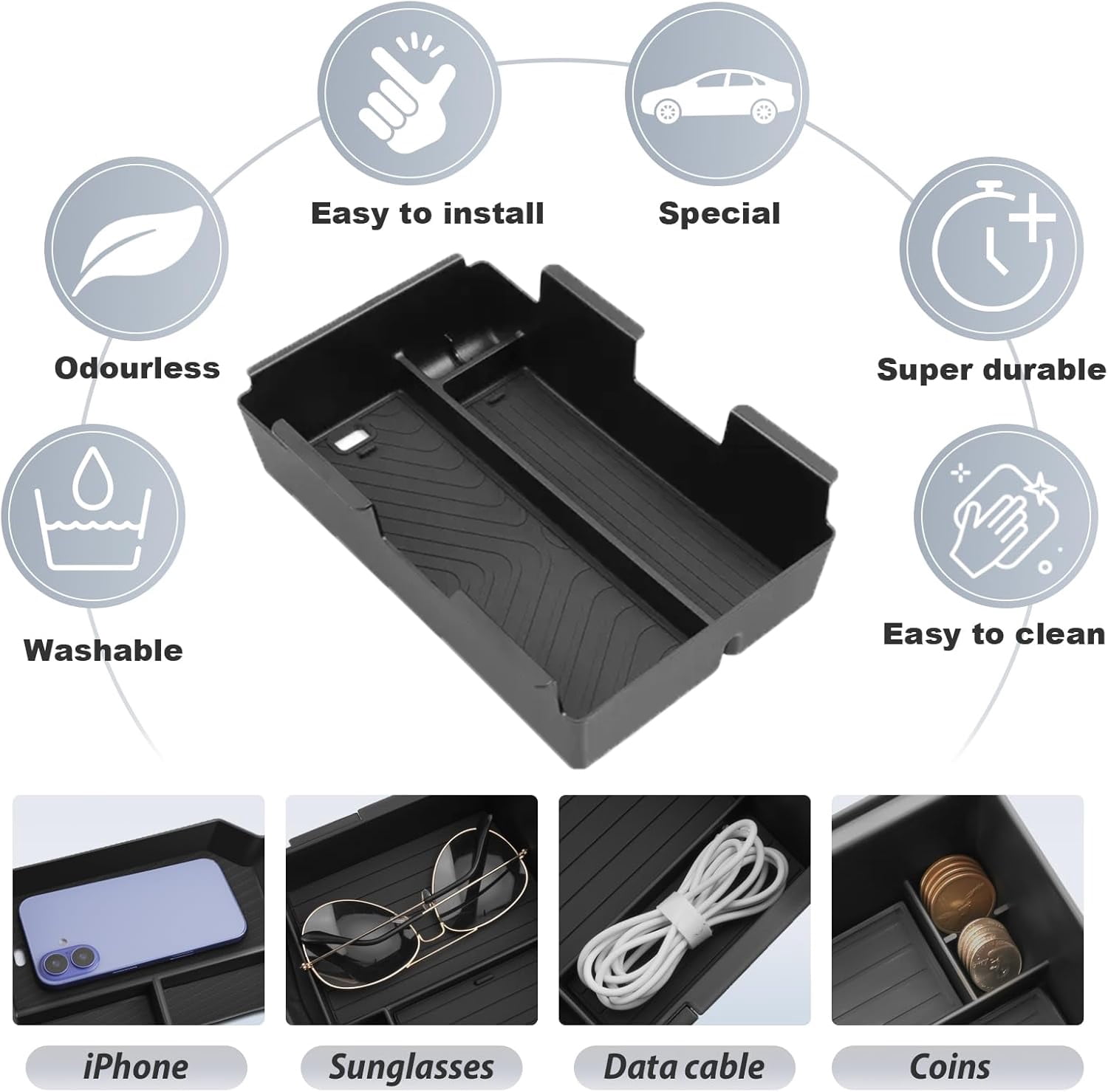 JJMY For Honda Prologue/Acura ZDX 2024-2025 Center Armrest Storage Box Organizer Tray , 1 Pack