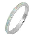 thumbnail image 3 of Full Eternity Stackable Lab Created White Opal Band Ring 925 Sterling Silver Size 9, 3 of 3
